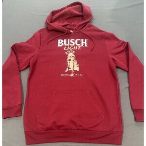 NWT Busch Light Sweater Mens Medium (M) Red Outdoor Hoodie Fleece Hunting